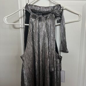 Silver Halter Top with knot (BRAND NEW w/ tag)